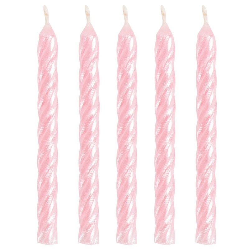 24 Pink Iridescent Party Candles