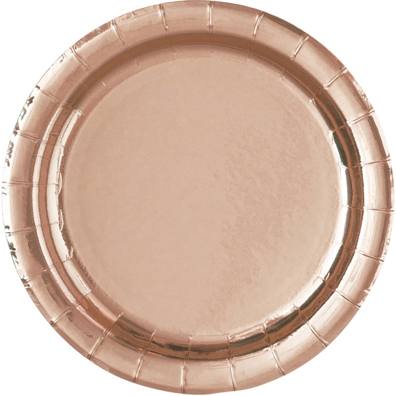 9" Shiny Rose Gold Party Plates