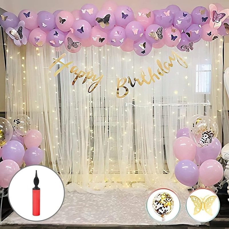 Butterfly dcor and pastel colors of balloon
