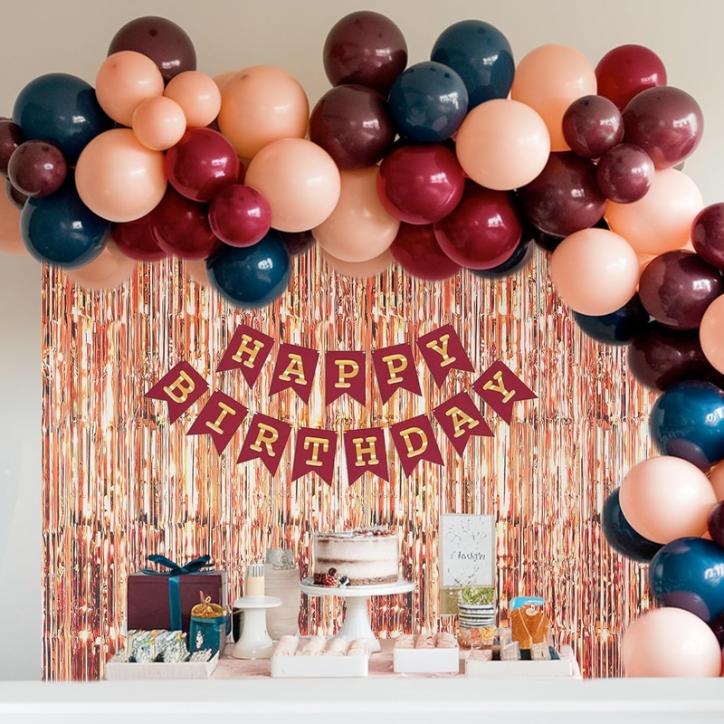 Dark Maroon and  Peach birthday decoration