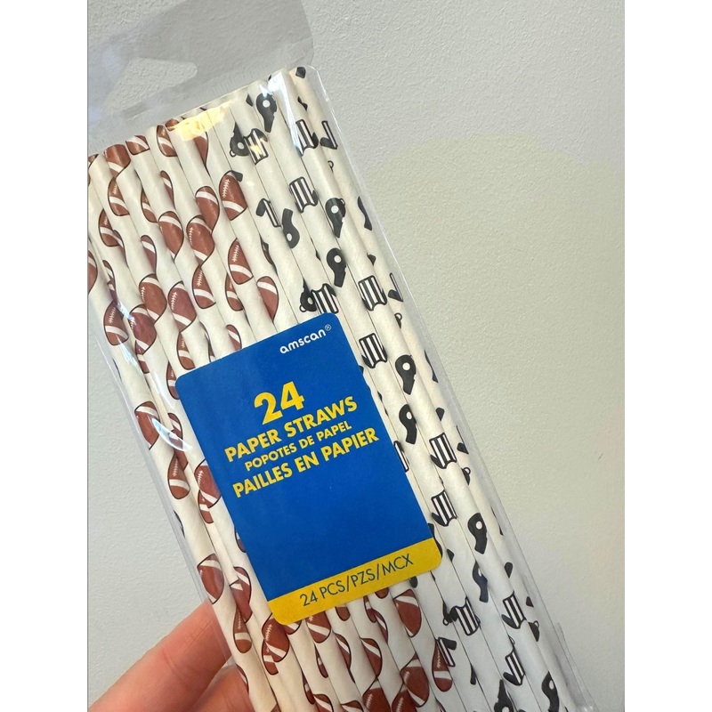 Football Party Paper Straws