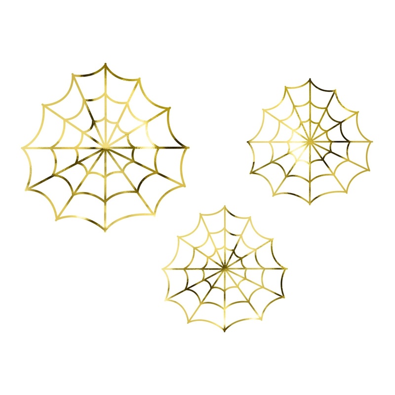 Gold Foil Spider Web Halloween Decorations 3ct