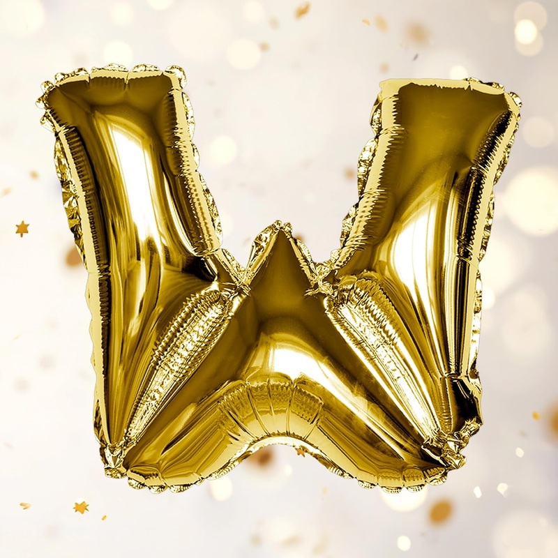 Gold w Letter Foil Balloon