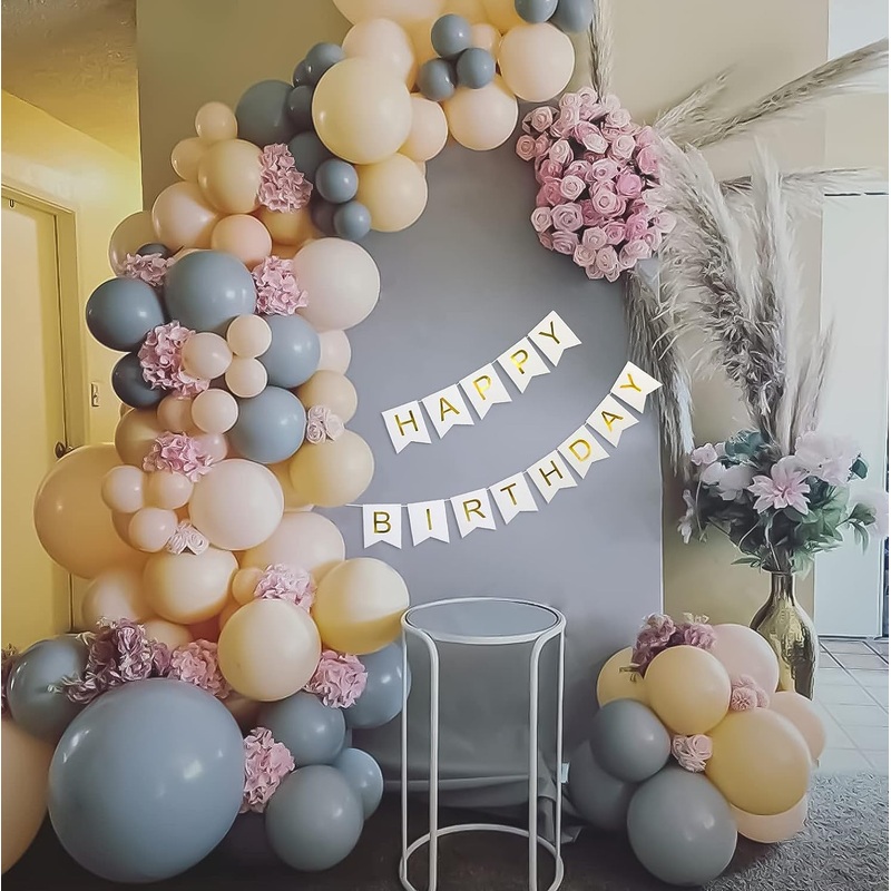 Grey and Peach balloons birthday decoration items for girls