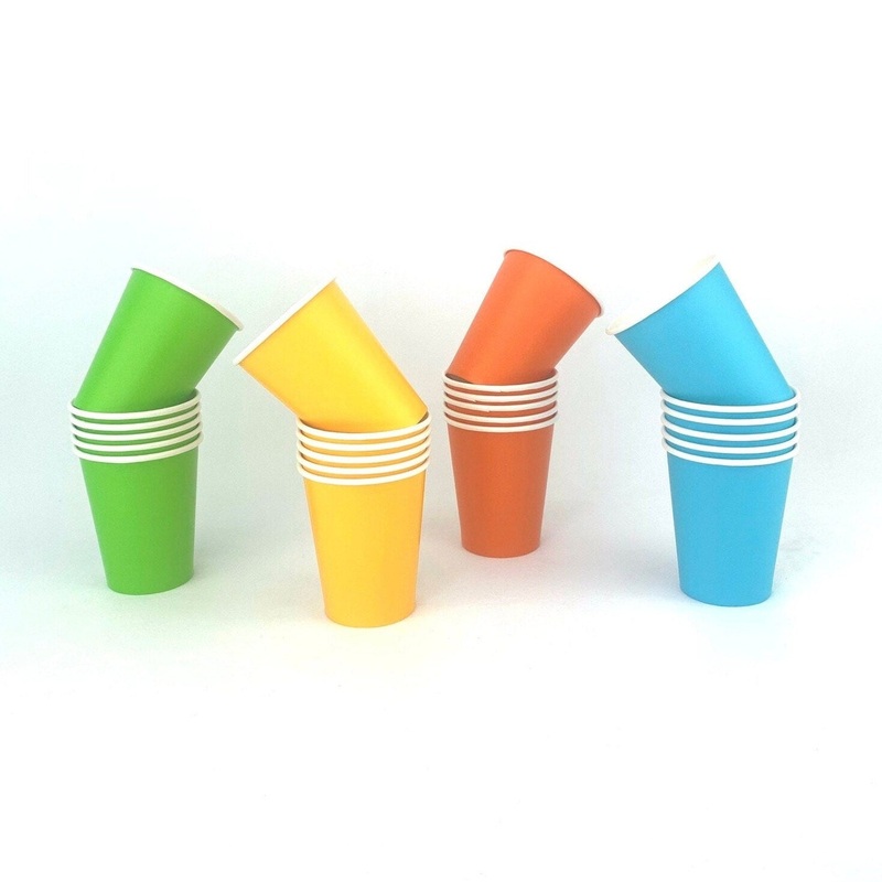 Orange Green Blue Yellow Paper Party Cups