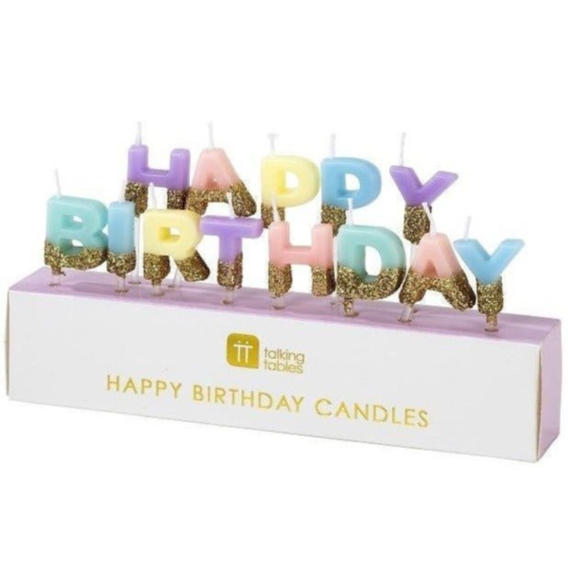 Pastel Rainbow "Happy Birthday" Party Candles