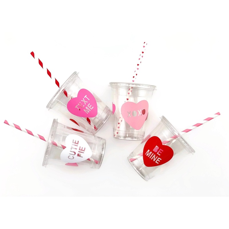 Pink & Red Conversation Heart Cups 12ct