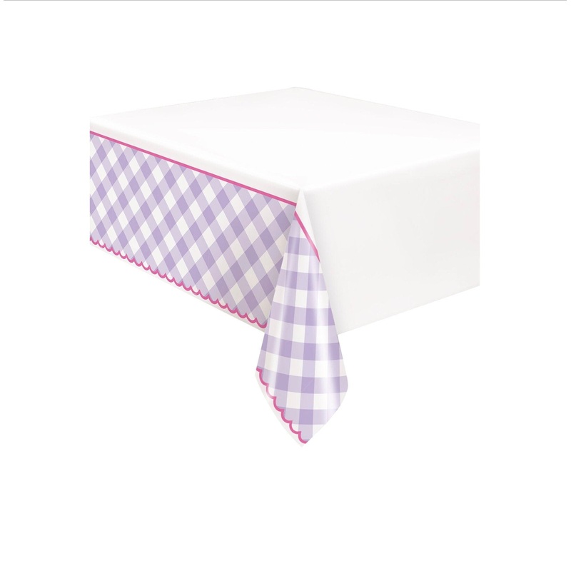 Purple Gingham Party Tablecloth