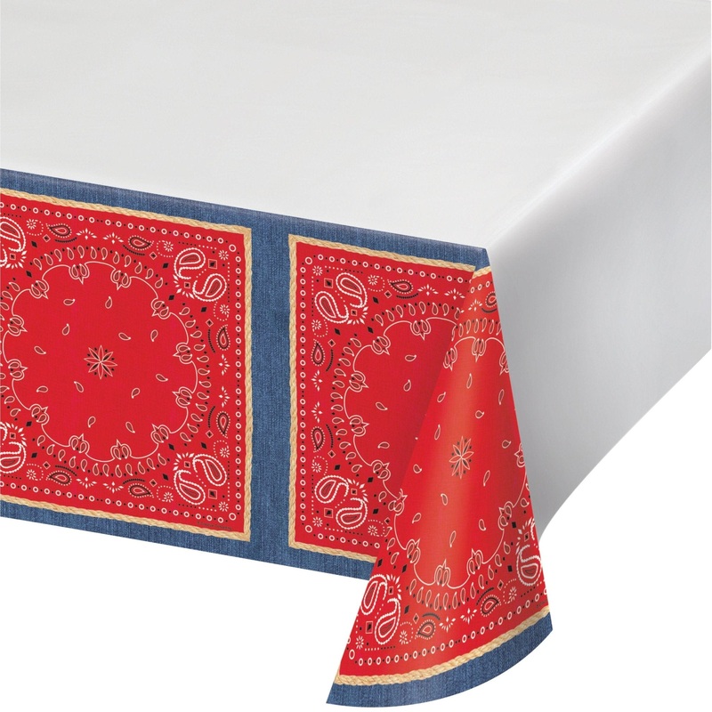 Red & Blue Bandana Tablecloth 54" x 108"