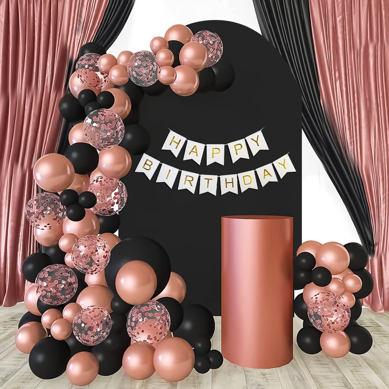 SpecialYou Black and Rose Gold theme Birthday Decoration Items for Girls