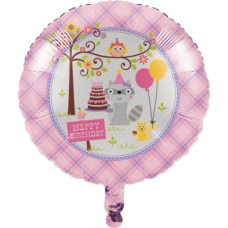 Woodland Party Pink "Happy Birthday" Balloon