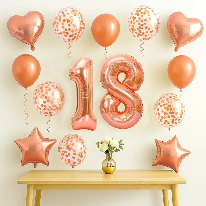 18th Birthday Rose Gold Balloon Decor Kit