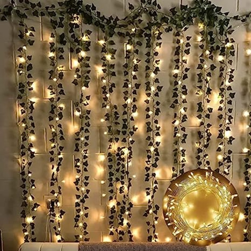 Artificial Green vines and fairy lights for aesthetic room Dcor