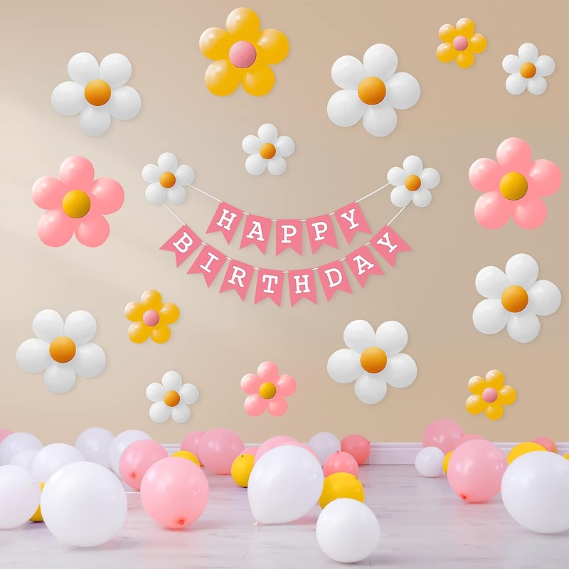Birthday Decoration Items for Girls with Balloon Flower theme- 65 Items