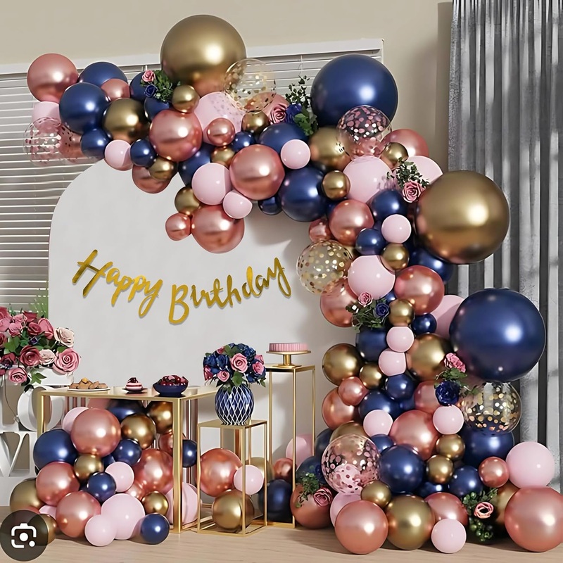 Birthday Decoration Kit with Metallic and Chrome Balloons