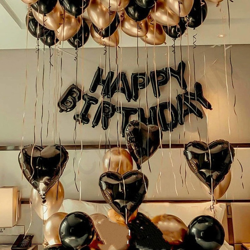Black & golden metallic DIY birthday decor Kit
