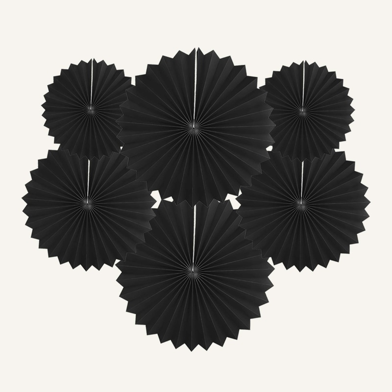 Black Paper Fan Decoration Set