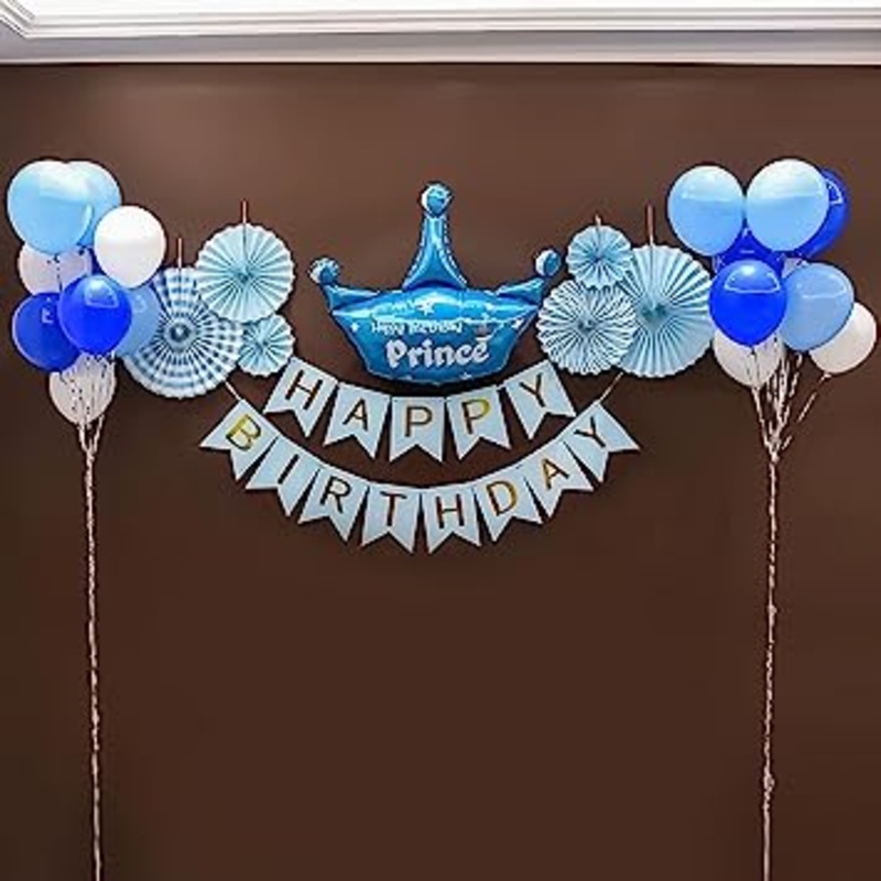 Blue Theme Happy Birthday Decoration Items for Boys