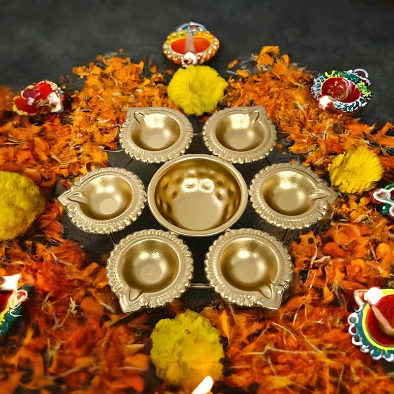 Gold Diya Urli Set of 2