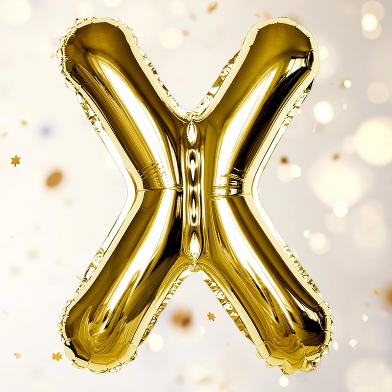 Gold X Letter Foil Balloon