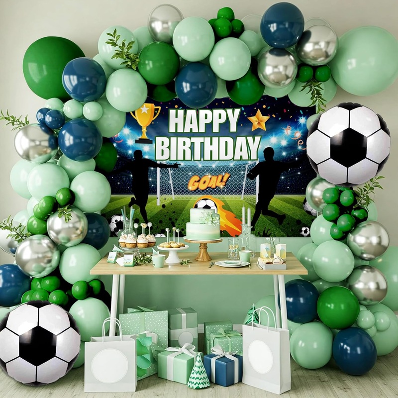Green Football Theme Birthday Decoration