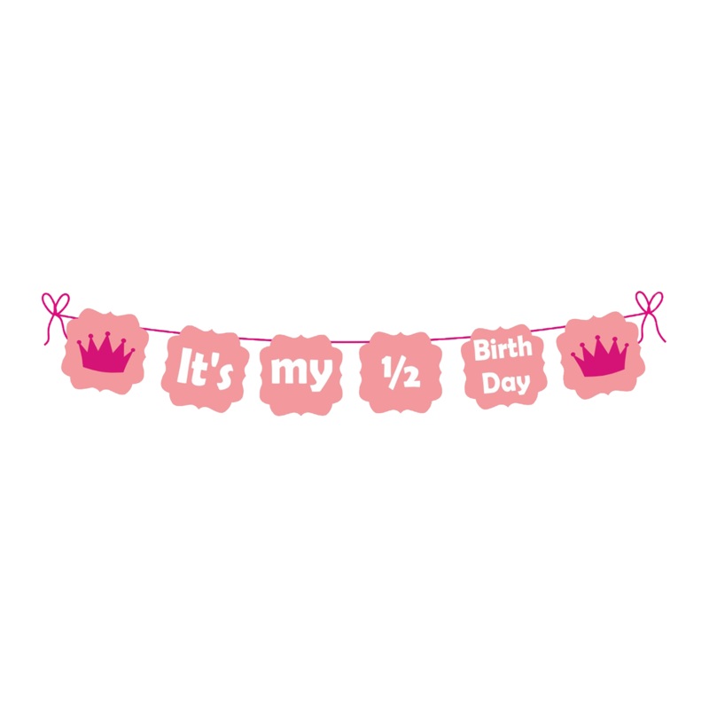 Pink Half birthday banner