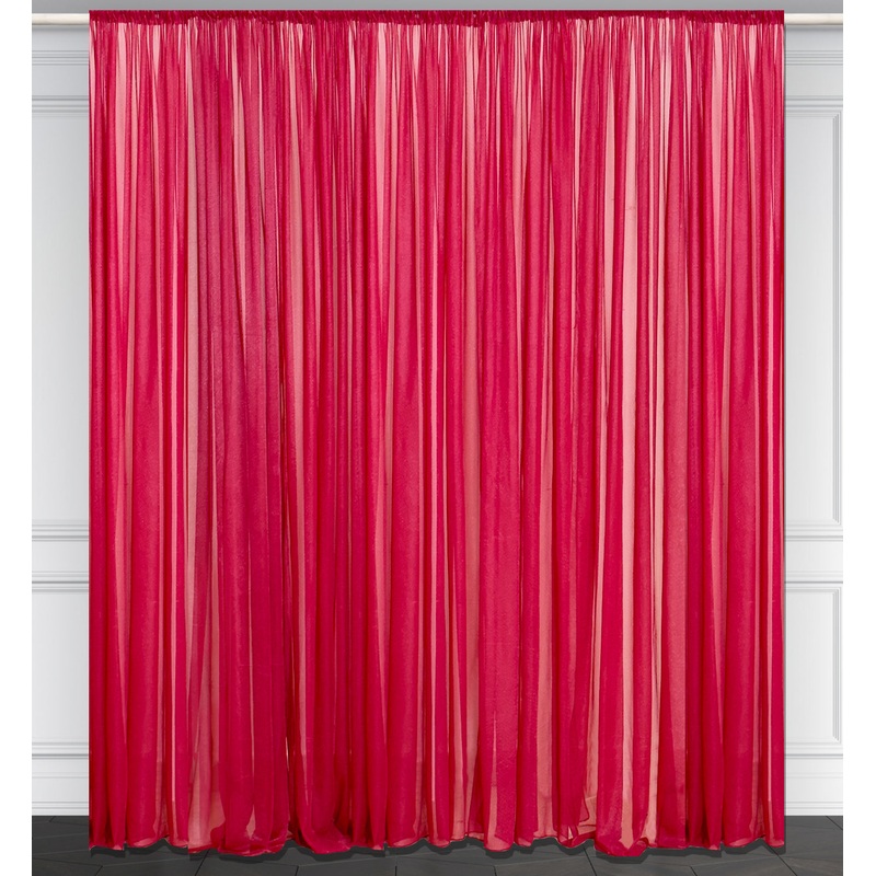 Red Chiffon-like Curtains Pack of 3