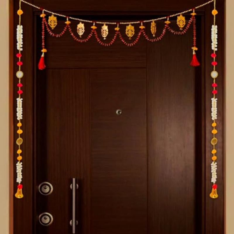 Red Kalash Toran & White Mogra Latkans