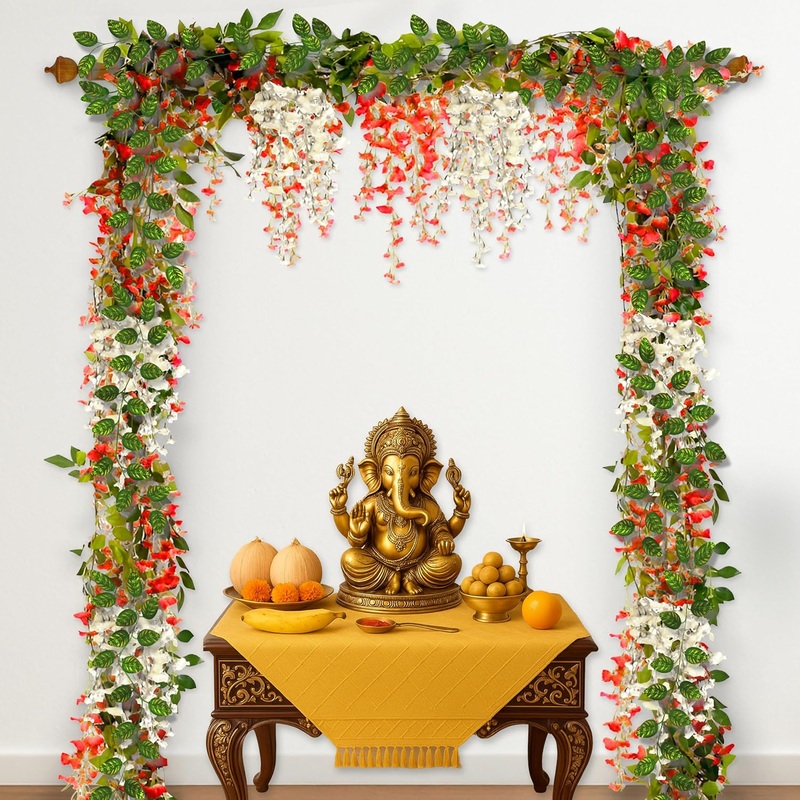 Red White Ganpati Decor