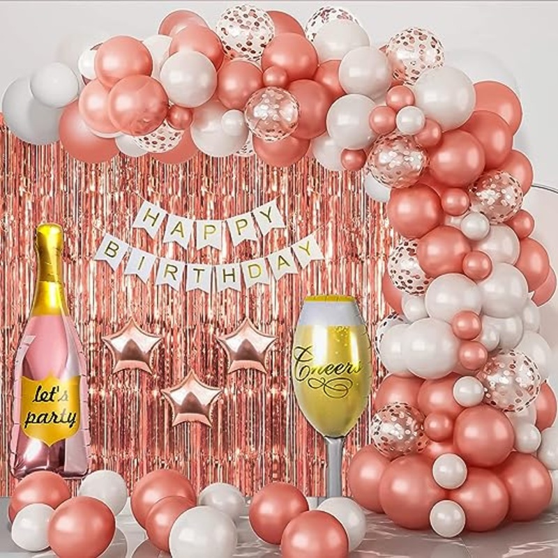 Rose Gold Birthday Decoration items for girls| fringe curtain