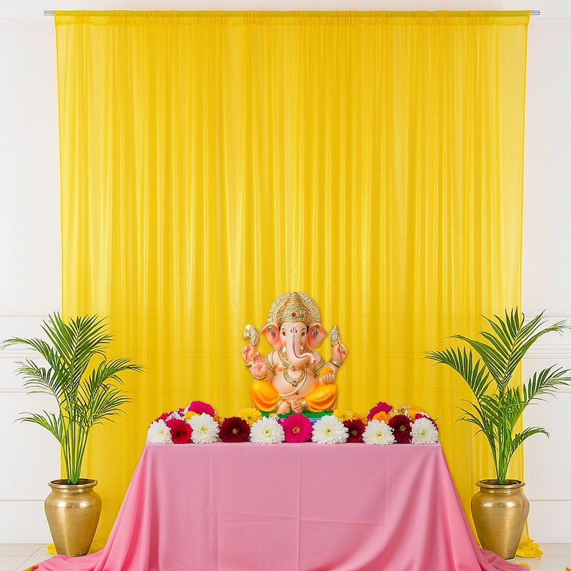 Traditional Yellow Chiffon-Like Backdrop Cloth