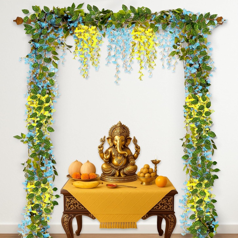 Yellow Blue Ganpati Decor
