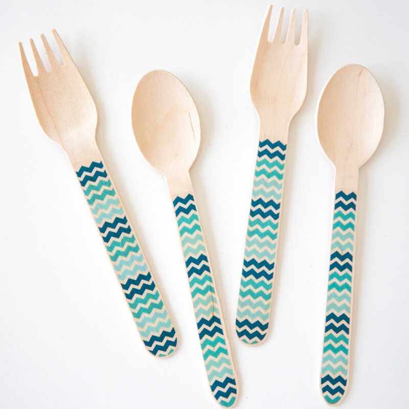 Chevron Printed Wooden Cutlery