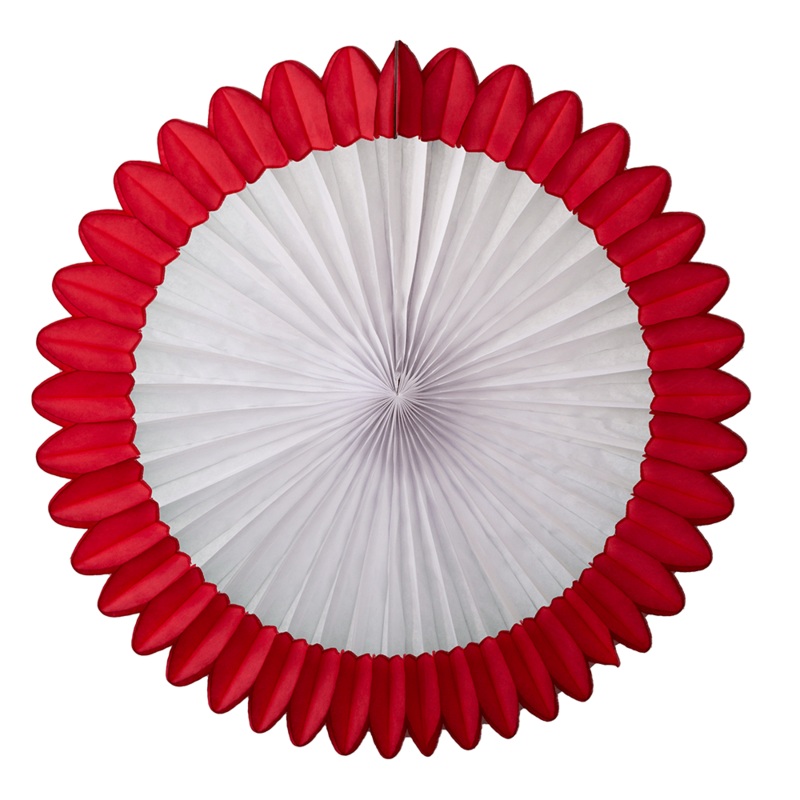 Deluxe Party Fan, 27" - Red & White