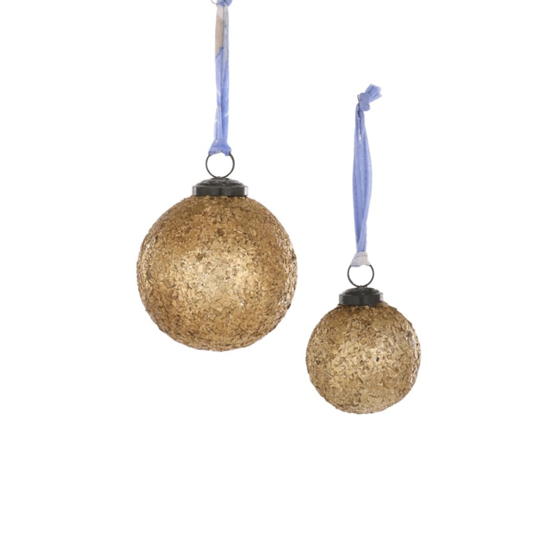 Crushed Glass Baubles - Set of 2