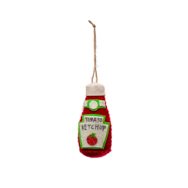 Fabric Ketchup Bottle Ornament