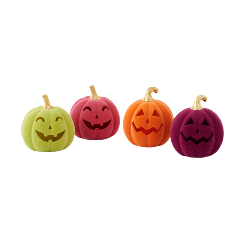 Flocked Gold Stem Jack-O-Lantern - 4 Style Options