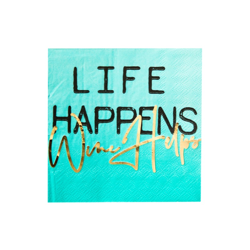 "Life Happens Wine Helps" Witty Cocktail Napkins