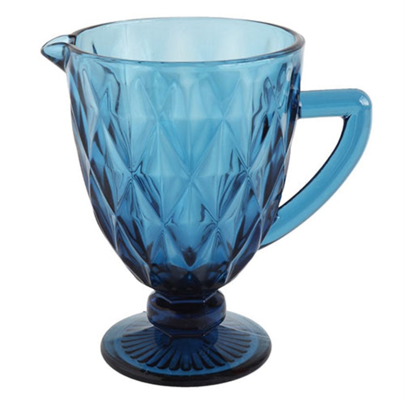 Vintage Blue Glass Pitcher