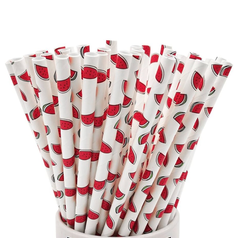 Watermelon Print Paper Straws