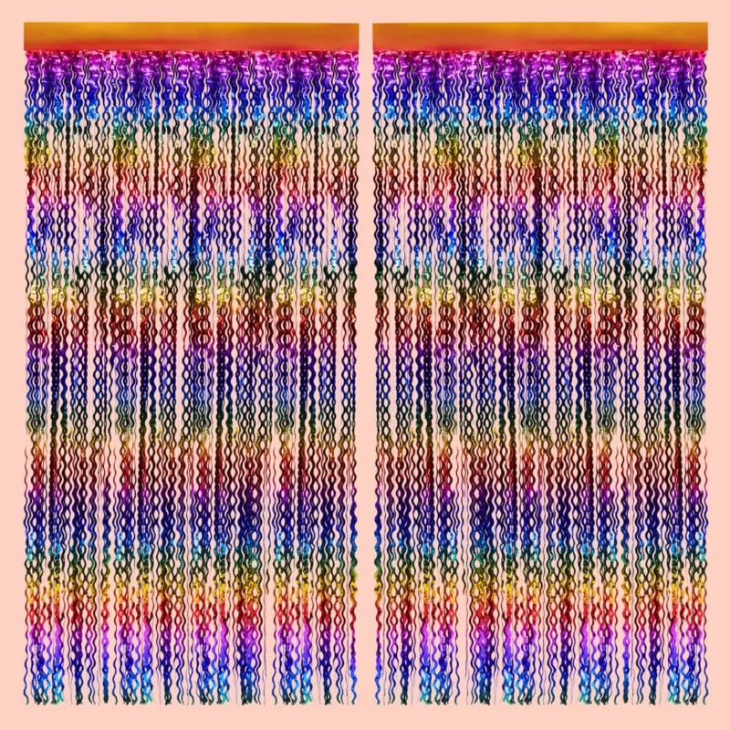 Wavy Rainbow Foil Curtain - 2pk.