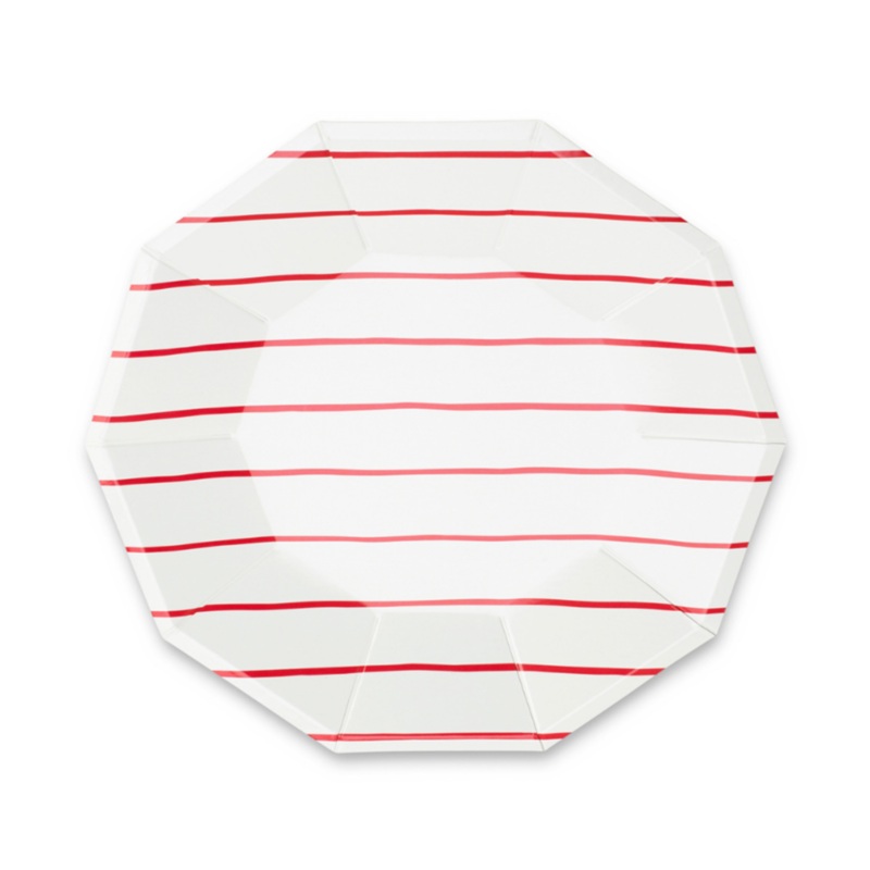 Candy Apple Frenchie Striped Large Plates