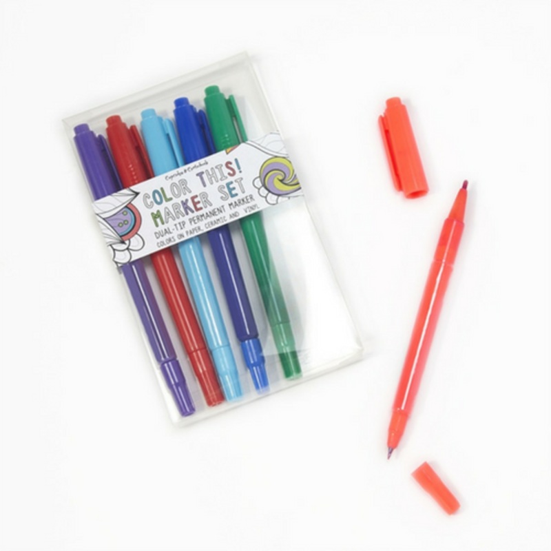 Dual Tip Permanent Makers - Set of 6