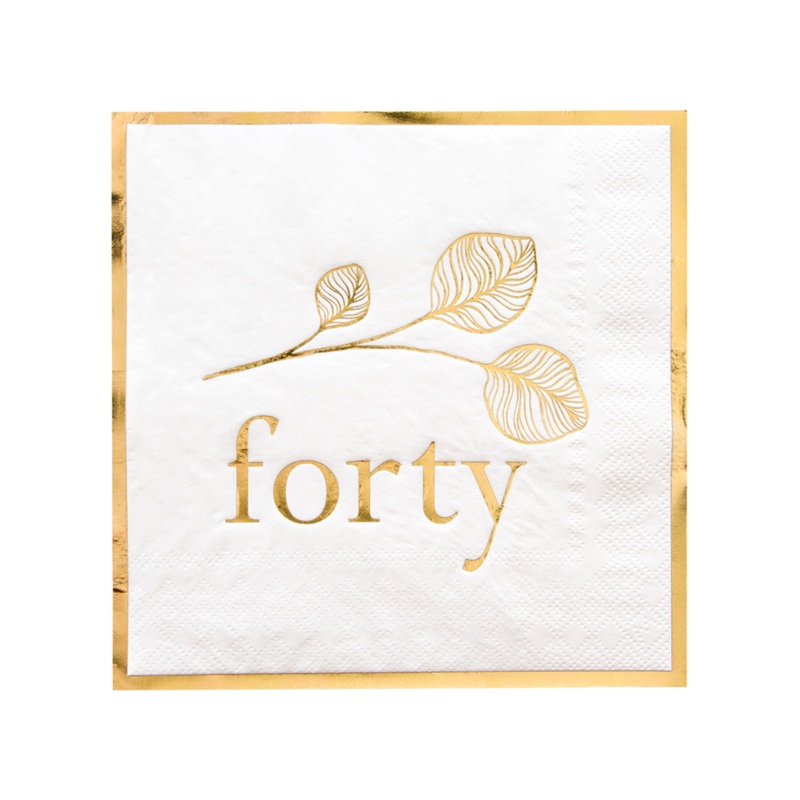 White 40th Large Napkins