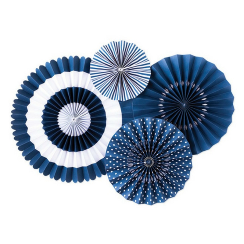 White & Navy Fan Set