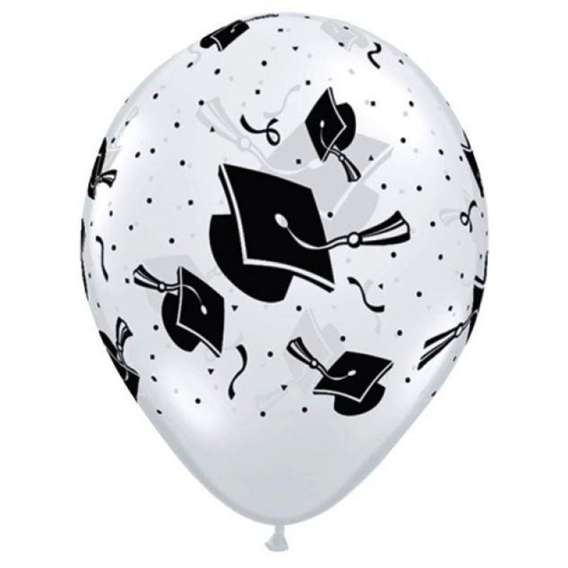 11" Graduation Hats Diamond Clear Latex Balloon