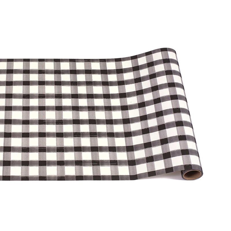 Black Painted Check Paper Runner