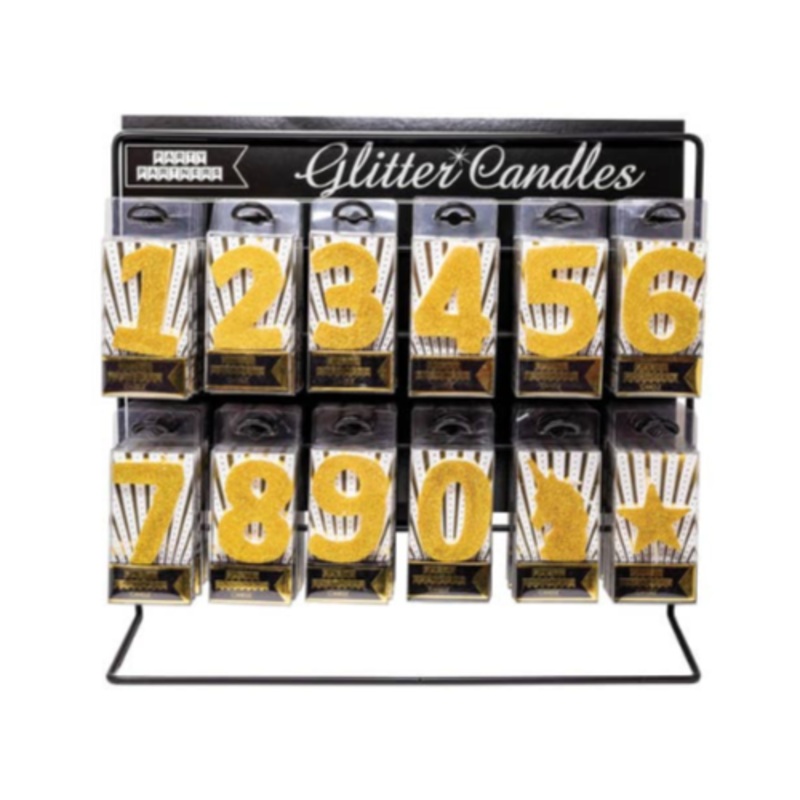 Gold Glitter Number Candles