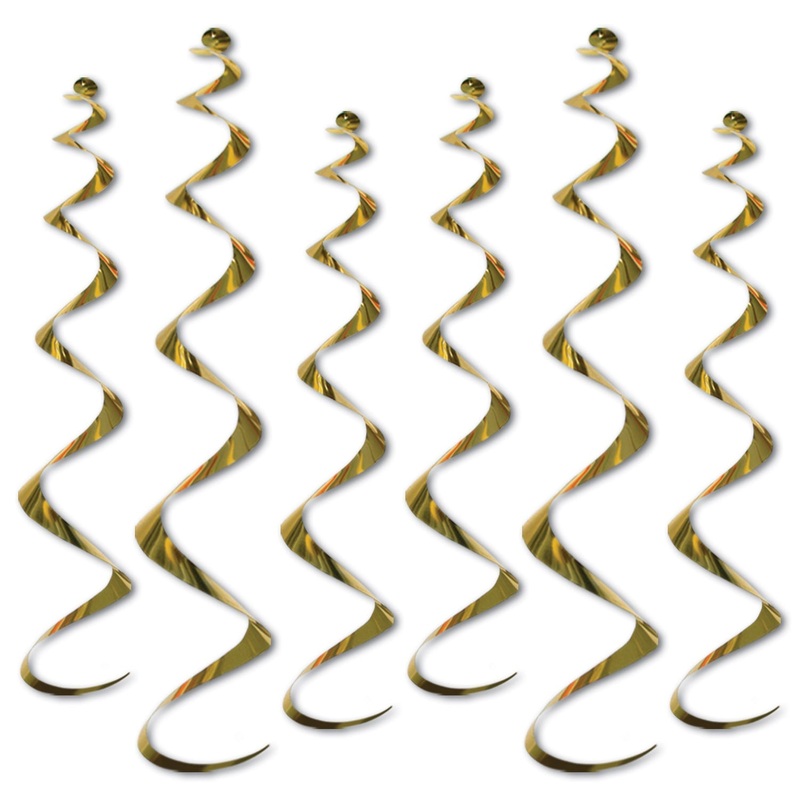 Shiny And Festive Twirly Whirlys Gold (6Pk)
