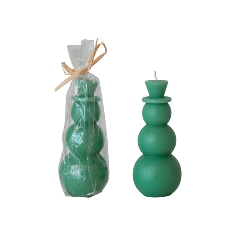 Snowman Shaped Candle - Green